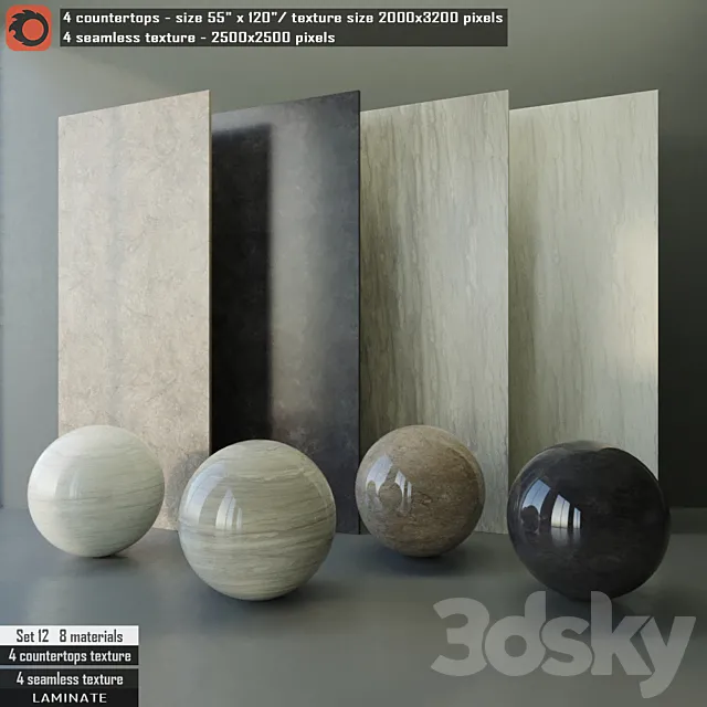 Laminate countertops & Seamless texture Set 12 3DModel Laminate countertops & Seamless texture Set 12 3DModel