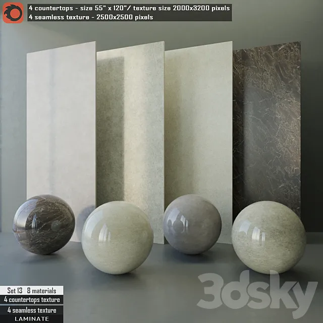 Laminate countertops & Seamless texture Set 13 3DModel
