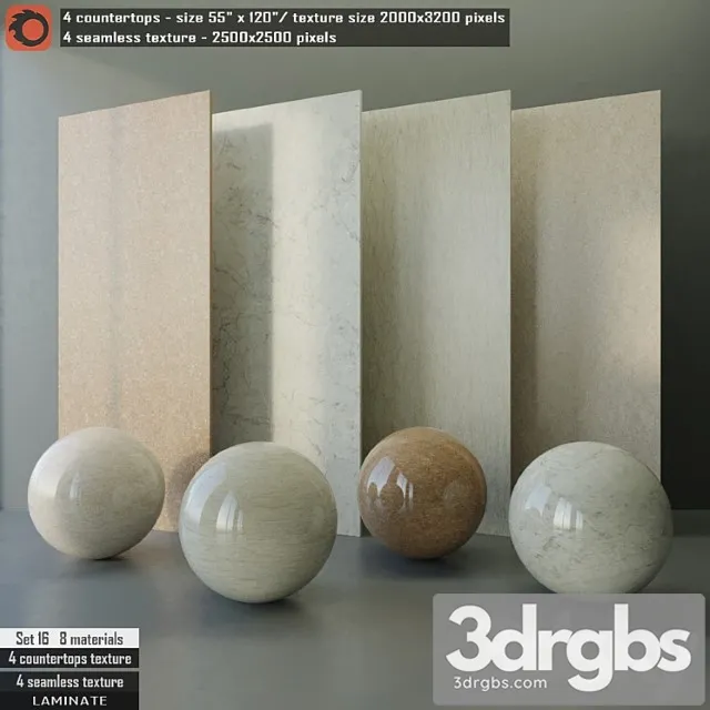 Laminate countertops & seamless texture set 16 3D Model Download