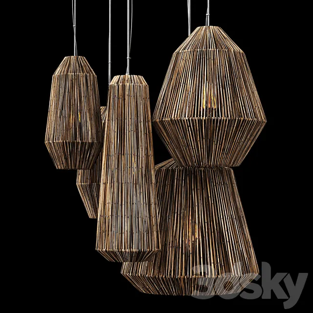 Lamp barrel big rattan n7 _ Lamp barrel from rattan number 7 3D Model