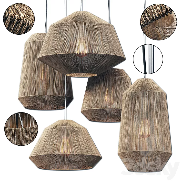 Lamp barrel rope n10 \/ Chandelier barrel made of ropes No. 10 3D Model Free Download