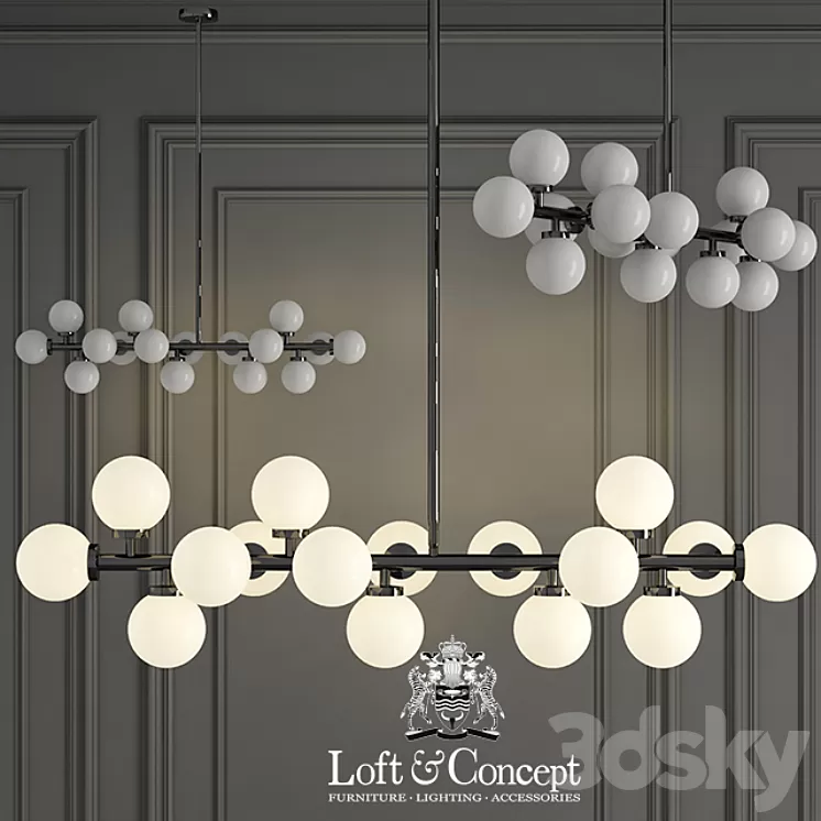 LAMP BUBBLE STIK BLACK CHANDELIER 3D Model LAMP BUBBLE STIK BLACK CHANDELIER 3D Model