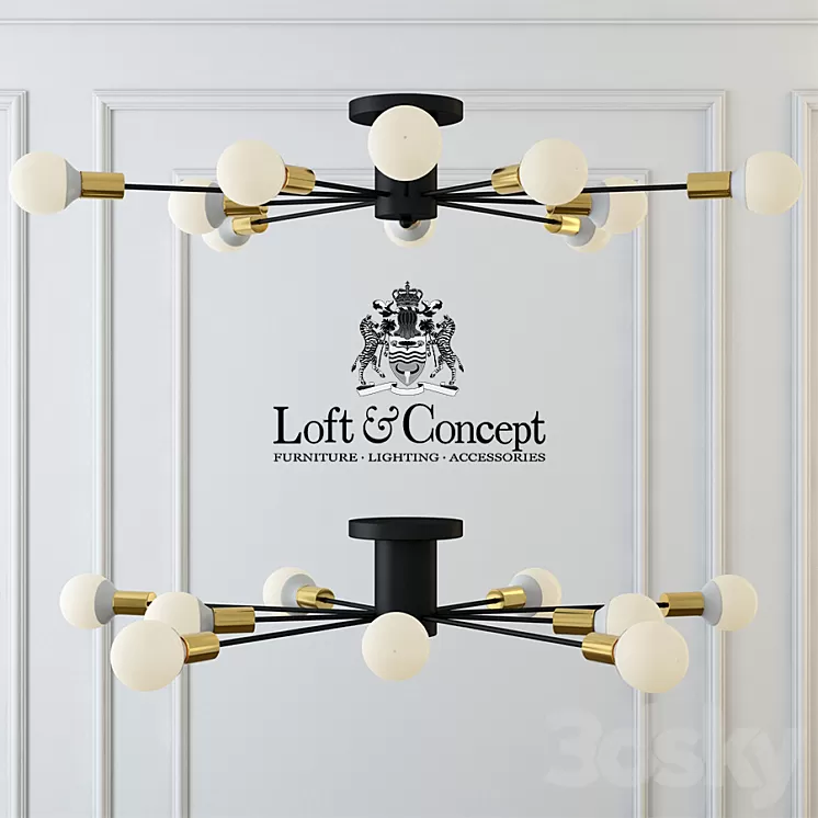 Lamp bubble stik black chandelier 3D Model