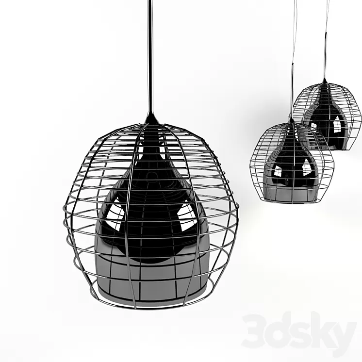 Lamp: Cage Piccola Bianco Nero. 3D Model Lamp: Cage Piccola Bianco Nero. 3D Model