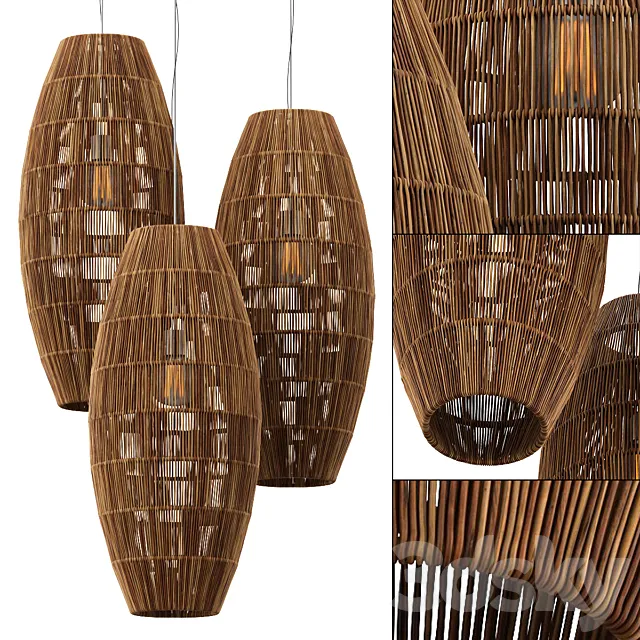 Lamp wicker barrel n1 3D Model Lamp wicker barrel n1 3D Model