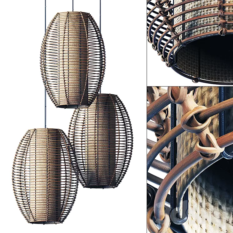 Lamp wicker branch rattan barrel 3D Model Lamp wicker branch rattan barrel 3D Model