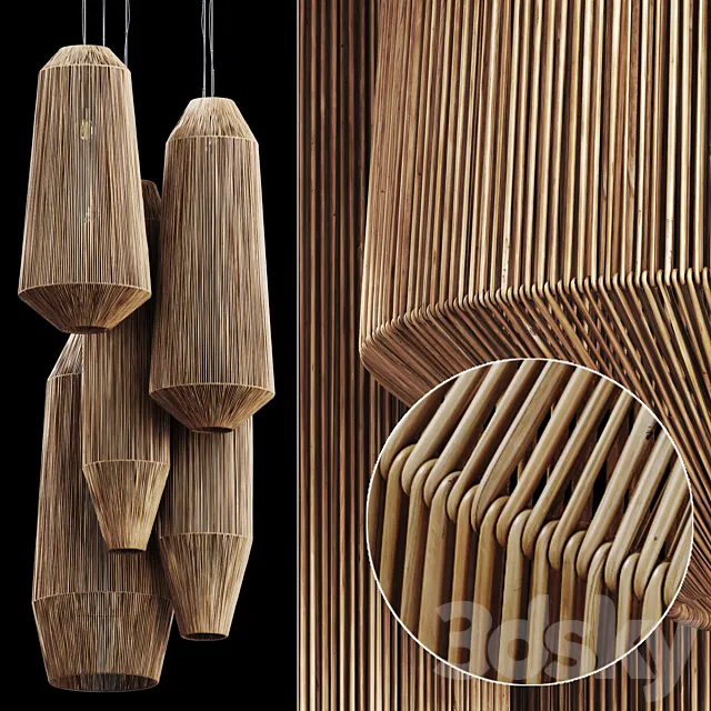 Lamp wicker n24 3D Model Lamp wicker n24 3D Model