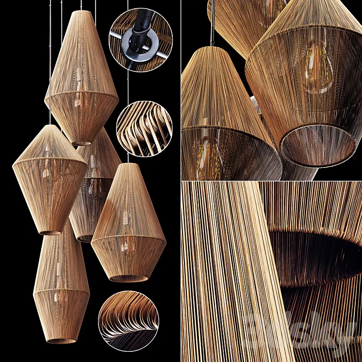 Lamp wood rattan wicker Cone n4 / Lamp wicker rattan cone No. 4 3D Model