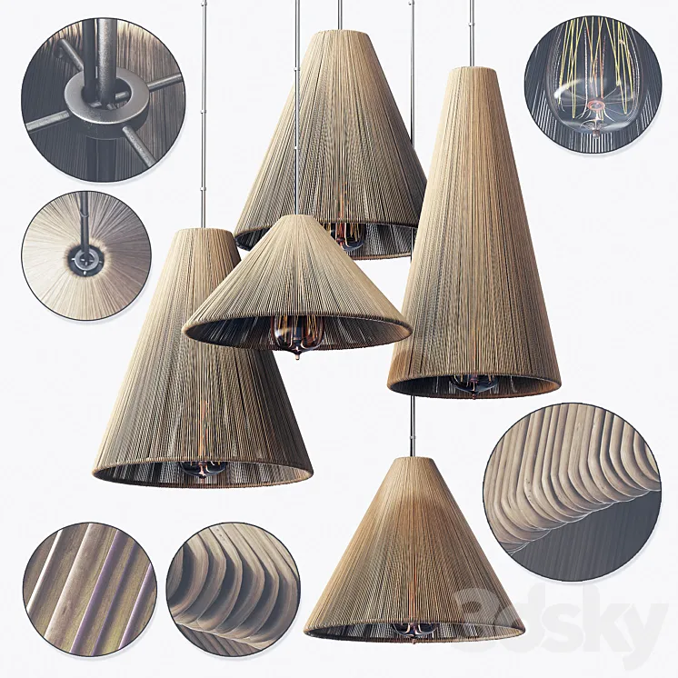 Lamp wood rattan wicker Cone n5 \/ Lamp wicker rattan cone No. 5 3D Model Free Download