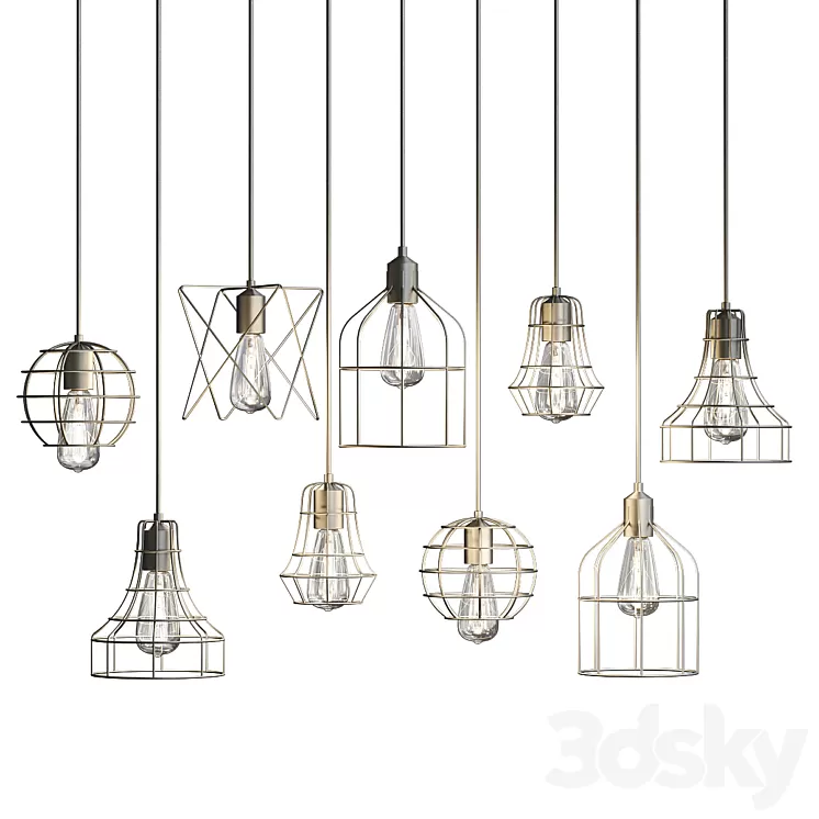 Lampara Vintage Techo comparacion 3D Model Lampara Vintage Techo comparacion 3D Model