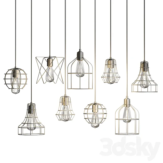 Lampara Vintage Techo comparacion 3DModel