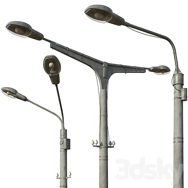 Lamppost (set of 3 poles) 3D Model
