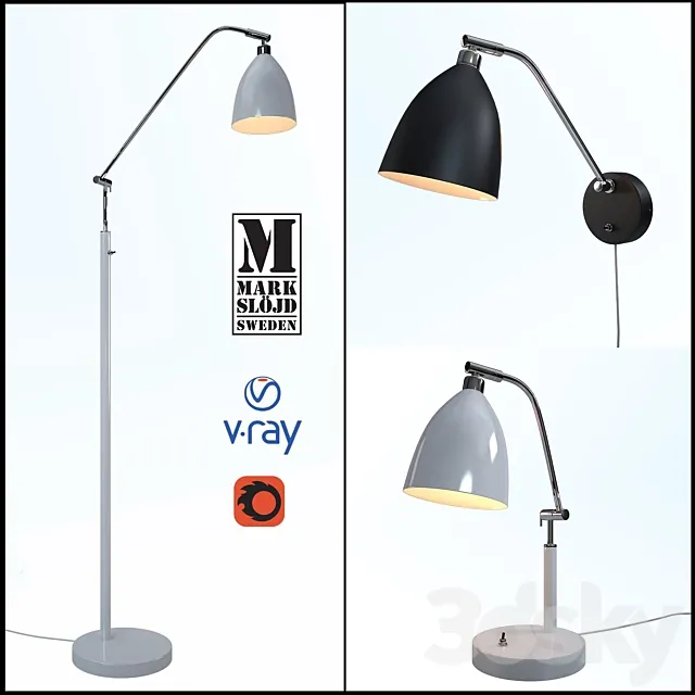Lamps from the company Markslöjd model FREDRIKSHAMN -table lamp floor lamp and sconces. 3D Model Lamps from the company Markslöjd model FREDRIKSHAMN -table lamp floor lamp and sconces. 3D Model