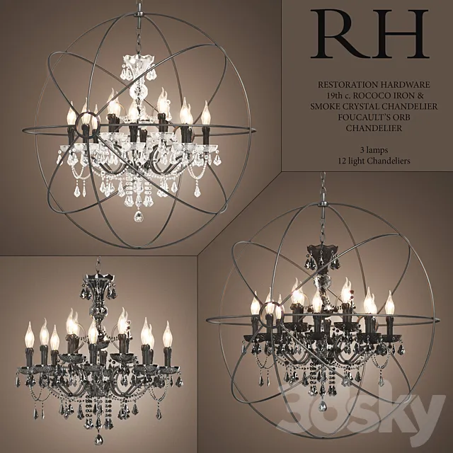 Lamps Restoration Hardware 3D Model Lamps Restoration Hardware 3D Model