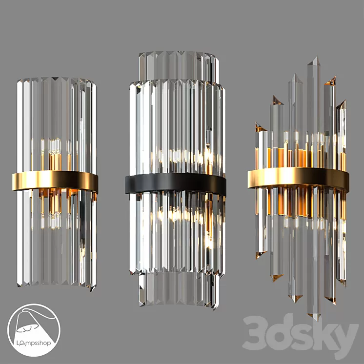 LampsShop.com B4106 Sconce Gold Glass Stick 3D Model LampsShop.com B4106 Sconce Gold Glass Stick 3D Model