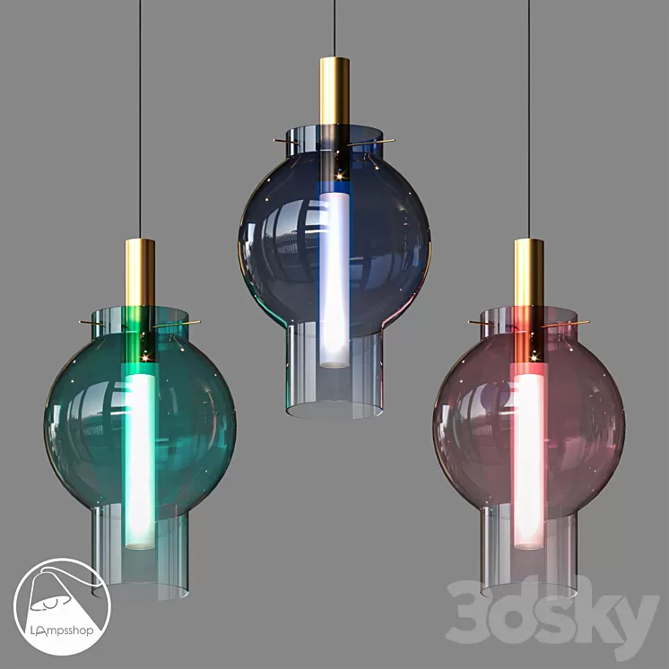 LampsShop.ru PDL2161 Pendant Colored lanterns 3D Model LampsShop.ru PDL2161 Pendant Colored lanterns 3D Model