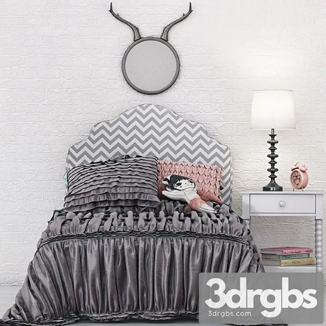 Landofnod Twin Arched Upholstered Headboard Pattern Zig Zag 3D Model Download