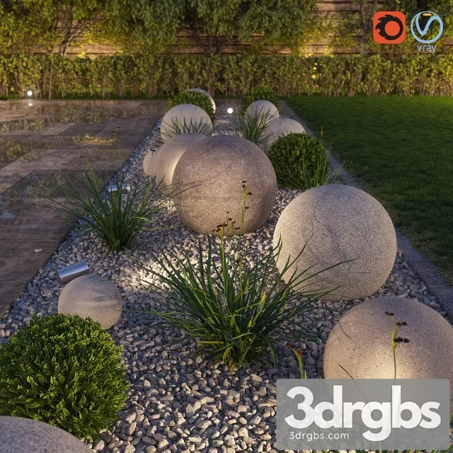 Landscape Composition Concrete Balls 3D Model Download