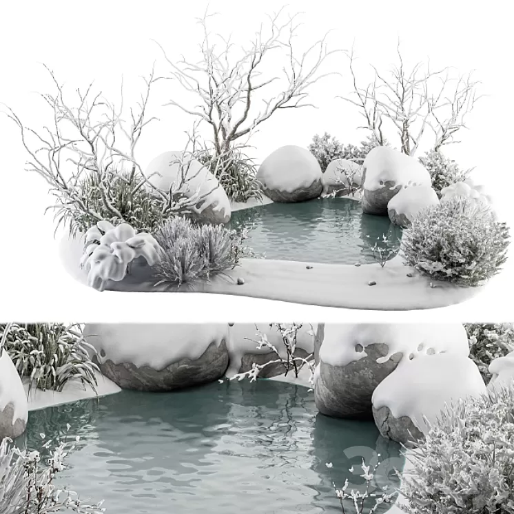 Landscape Furniture Snowy Lake – Set 48-V 3D Model Landscape Furniture Snowy Lake – Set 48-V 3D Model