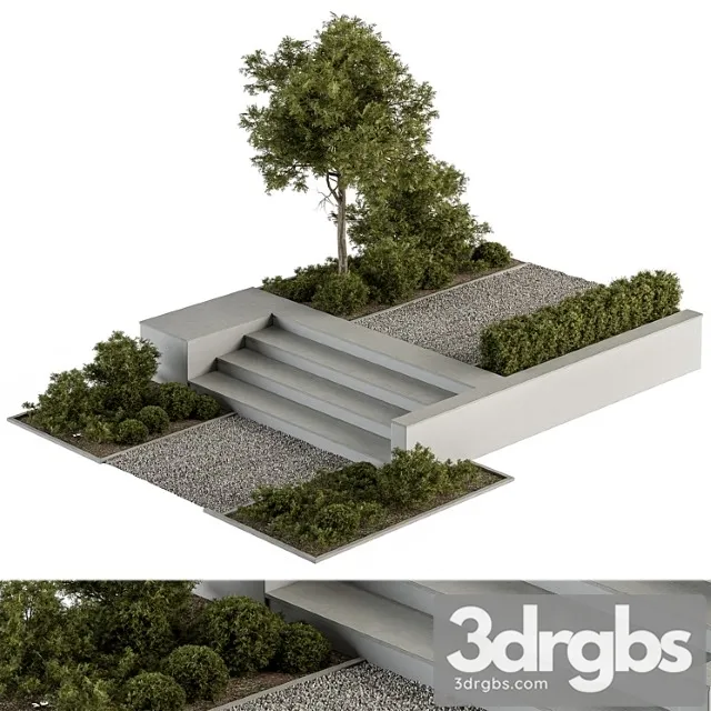 Landscape furniture stairs with ivy and garden – architect element 65 3D Model Download