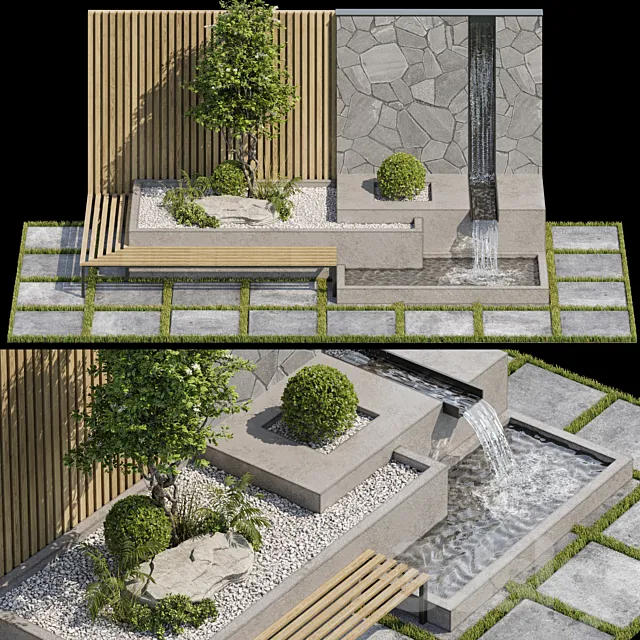 Landscape Furniture with Fountain – Architect Element 07 3DModel