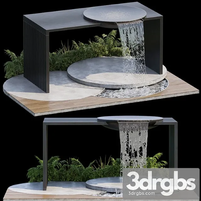 Landscape furniture with fountain – architect element 09 3D Model Download