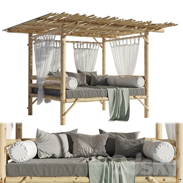 Landscape furniture with pergola and roof garden 04 3D Model Landscape furniture with pergola and roof garden 04 3D Model