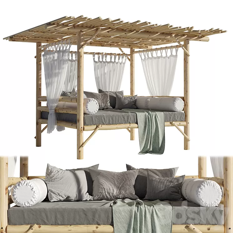 Landscape furniture with pergola and roof garden 04 3D Model Landscape furniture with pergola and roof garden 04 3D Model