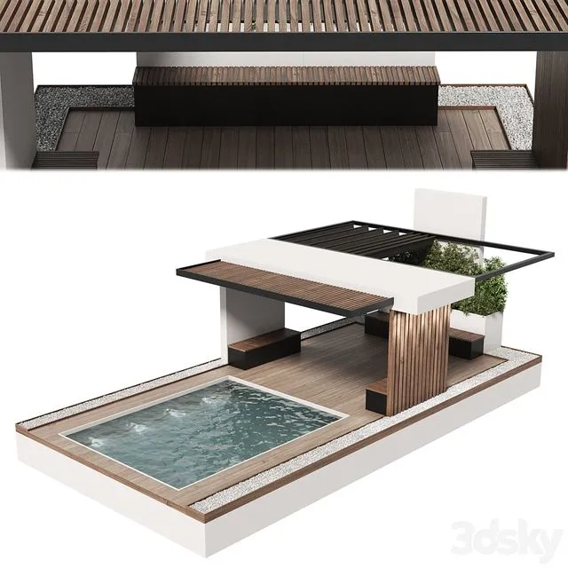 Landscape Furniture with pool and Roof garden 20 3D Model Landscape Furniture with pool and Roof garden 20 3D Model