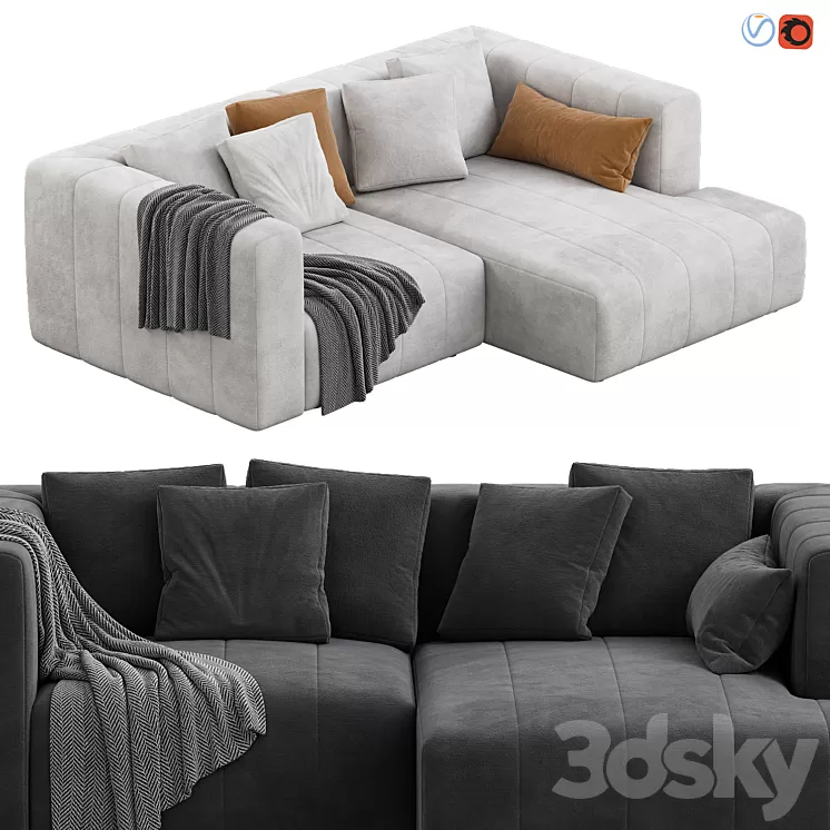 Langham Channeled 2 Piece Sectional Sofa 3D Model Free Download