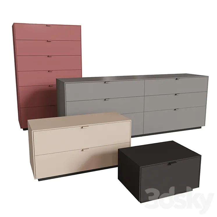 Lansot Folio Chest of Drawers and Bedside 3D Model Free Download