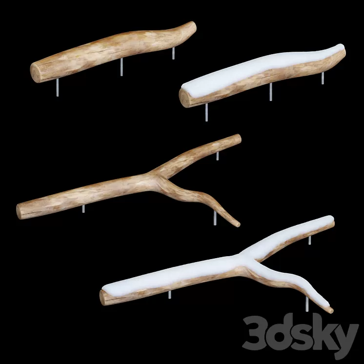 Larch log IO 0906Т-5 and IO 0906Т-6 Igratex under snow 3D Model