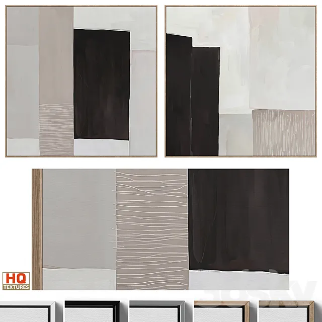 Large Abstract Neutral Wall Art C-440 3D Model