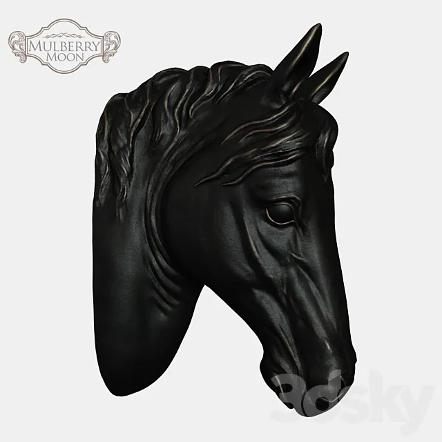 Large Black Horse Head Wall Sculpture 3DModel