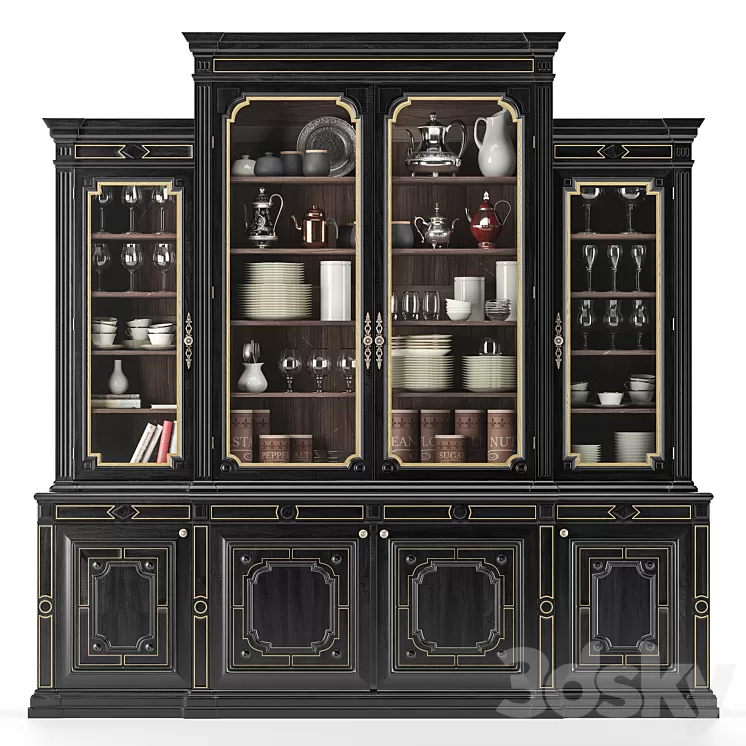 Large cabinet with dishes 3D Model