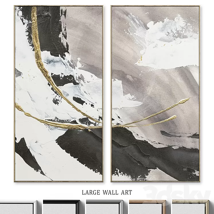 Large Glam Accent Textural Abstract Wall Art C-496 3D Model Free Download