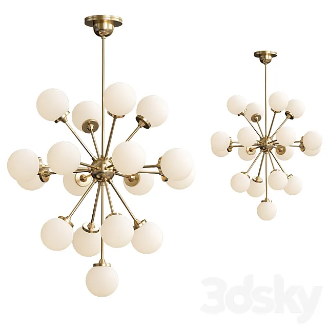 Large Italian Brass Sputnik Chandelier 3D Model
