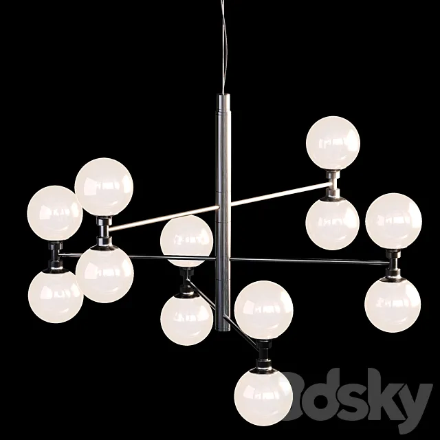 Large light pendant Grover with glass spheres in black 3D Model Large light pendant Grover with glass spheres in black 3D Model