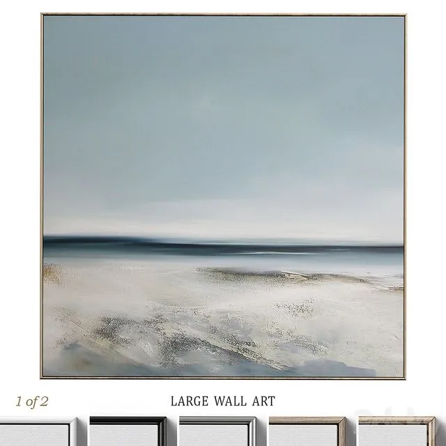 Large Living Room Abstract Neutral Wall Art C-411 3D Model