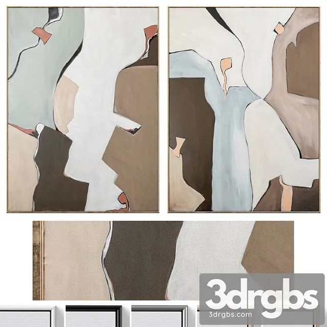 Large Mid Century Abstract Neutral Wall Art C 871 3D Model Download