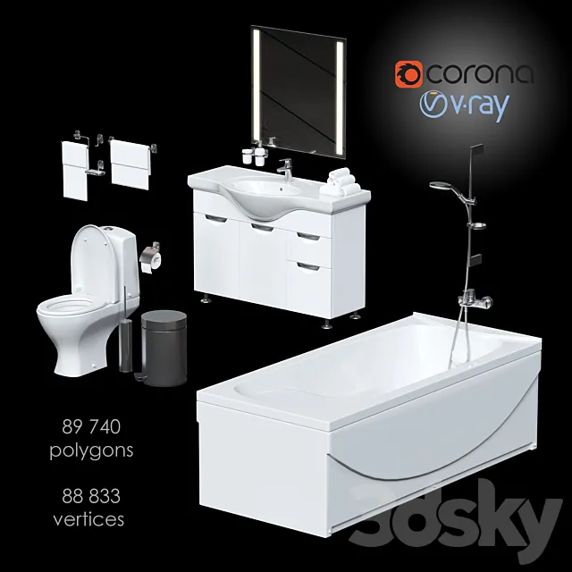 Large set for bathrooms 3D Model Large set for bathrooms 3D Model