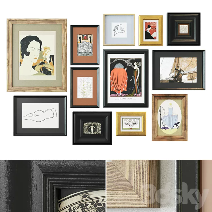 Large set of paintings 3D Model Free Download