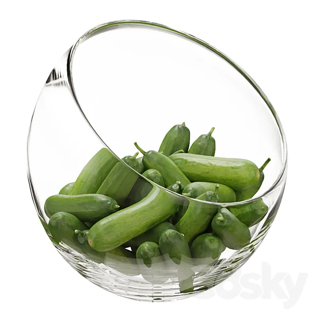 Large Slant Fruit Bowl baby cucumber 3D Model