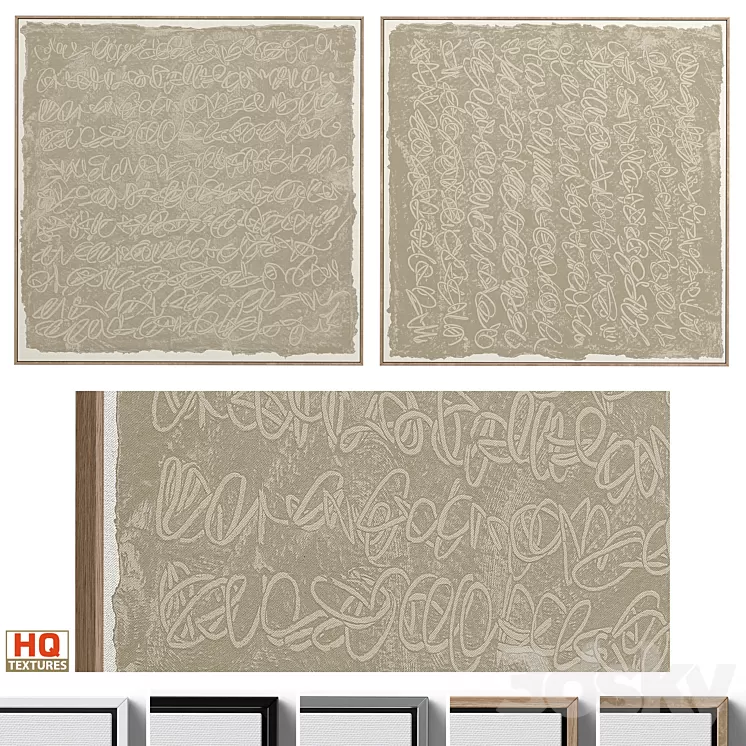 Large Textural Abstract Neutral Wall Art C-401 3D Model Free Download
