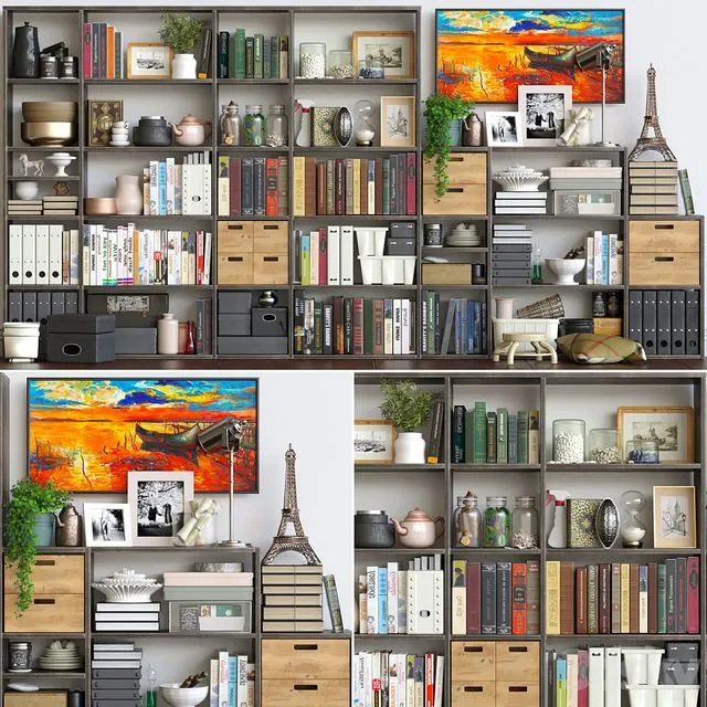 Large wardrobe with decor accessories figurines and vases 3D Model Large wardrobe with decor accessories figurines and vases 3D Model