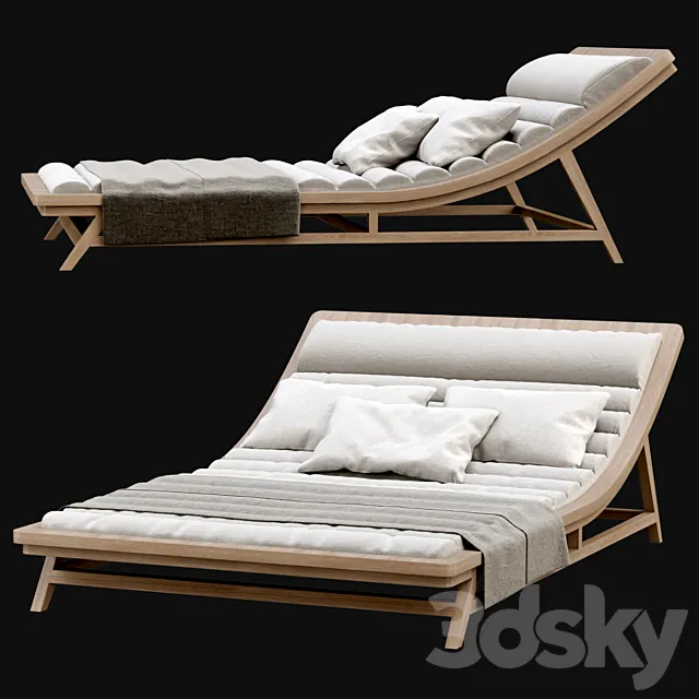 Large wooden outdoor chaise lounge L17 3D Model Large wooden outdoor chaise lounge L17 3D Model