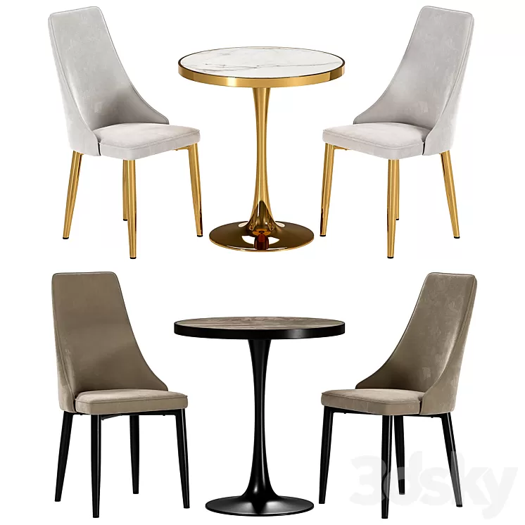 Largo dining chair and Dorian table 3D Model