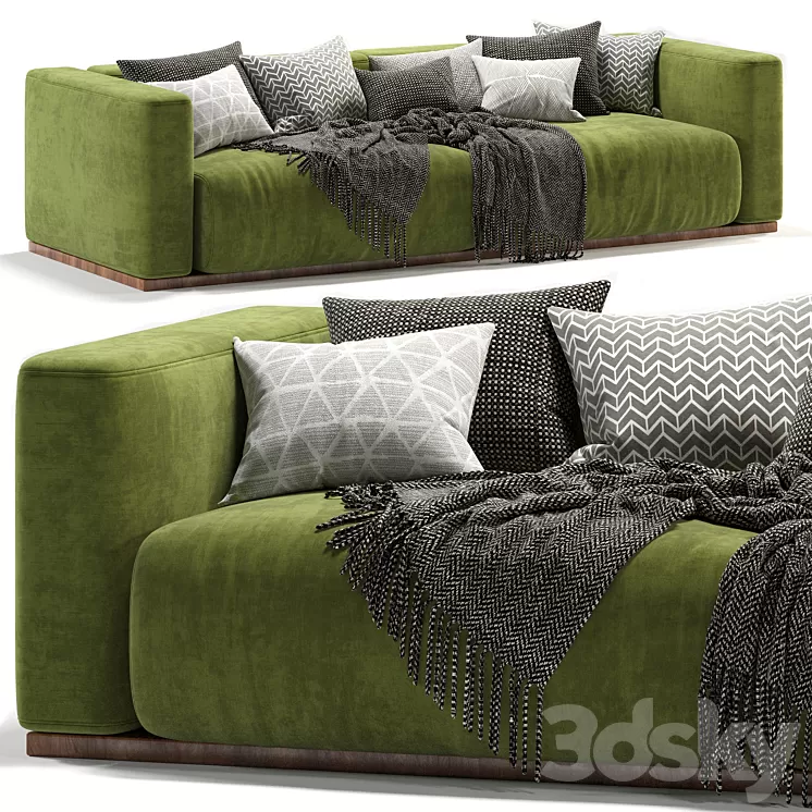 Lario Flexform double sofa-green 3D Model Free Download