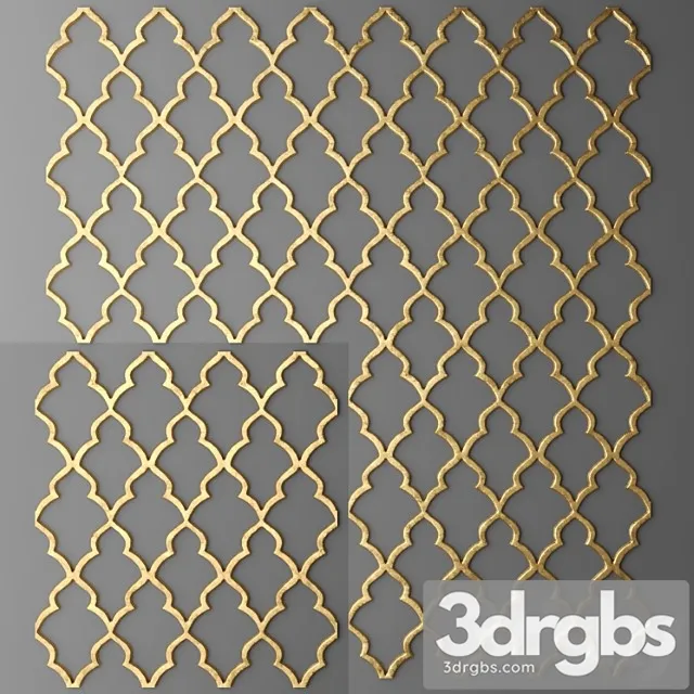 Lattice Panel Luxury Wall Decor Golden 3D Model Download