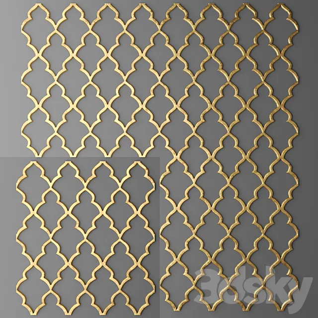 Lattice. panel. luxury. wall decor. golden 3DModel Lattice. panel. luxury. wall decor. golden 3DModel